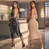 Sexy Figurbetontes Langes Damenkleid mit Strasssteinen