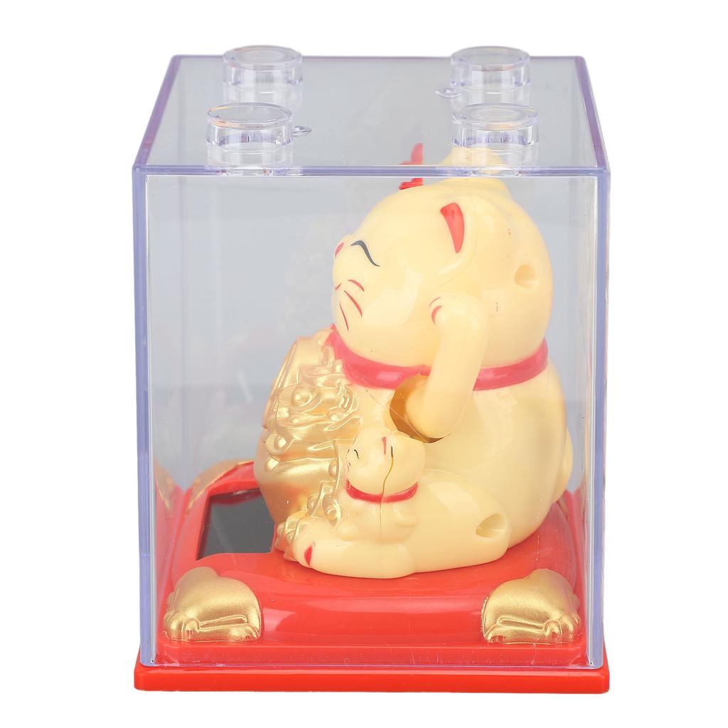 Lucky Cat Vivid Expression Plastic Cute Solar Fortune Cat with Waving Arm for Gift Decoration