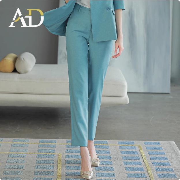 

Женский брючный костюм цвета морской волны с рукавом семь восьмых - Темпераментный стиль богини Двубортный рабочий костюм Medium