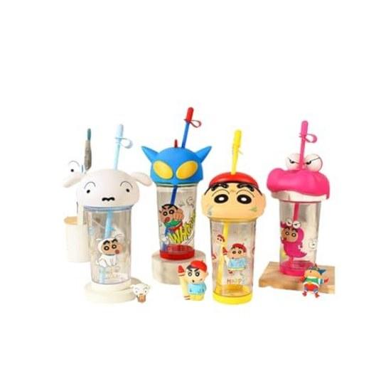 Crayon Shin-chan Kettle Cup Nobara Shinnosuke Straw Easy Clean Cute Stylish Gift Juice Transparent Unisex Household Kids Adults Goods (3)