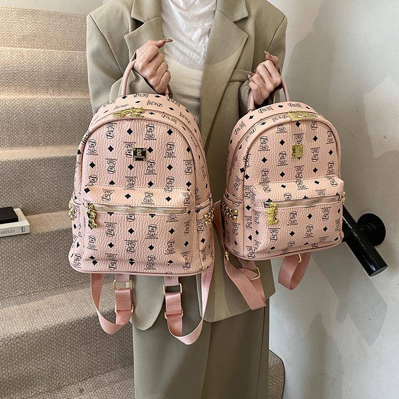 UR Cute Bear Backpack Large Capacity Women's Bag Versatile Trend Handbag Commuting Light Foreign Bag