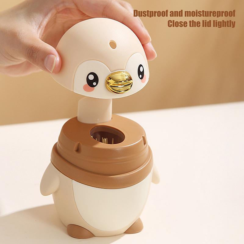 Automatischer Ausstoß-Zahnstocherspender - Niedlicher Pinguin-förmiger tragbarer Zahnstocherhalter Kunststoffgehäuse Erwachsenen Pinguin-Design