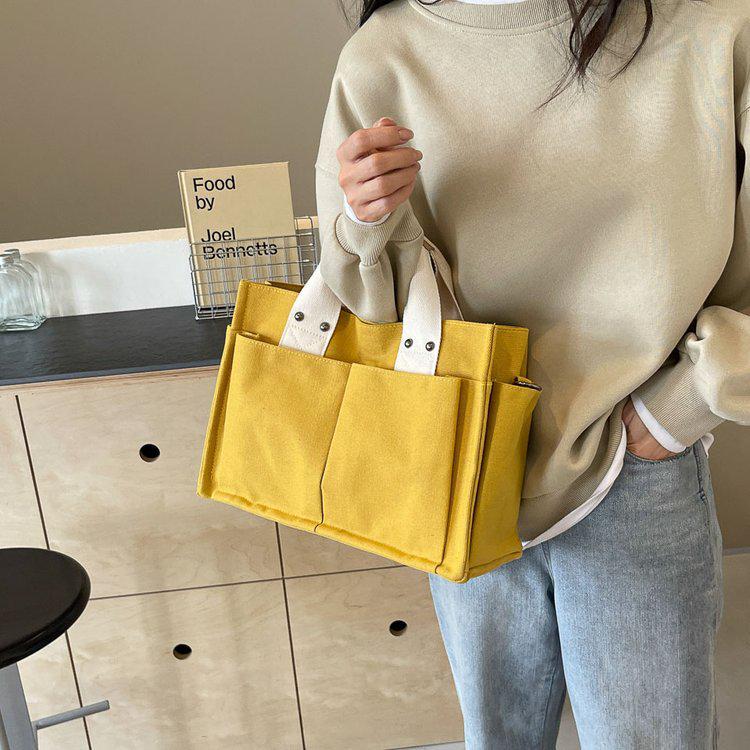 2024 Multi-Layer Color Block Canvas Crossbody Tote Bag for Mommies