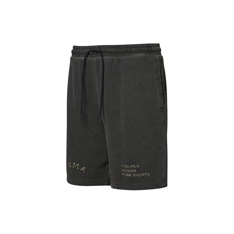 PUMA x Kidsuper Studios Crossover Logo Alphabet Embroidered Distress Drawstring Sports Shorts Black Men s 531854-01 XS