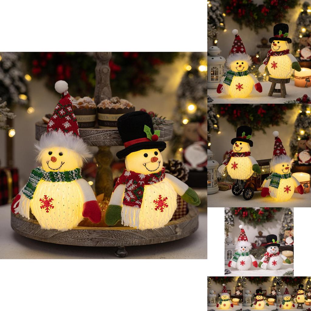 Entzückende Leuchtende Schneemannpuppe Dekoration Für Weihnachten Festliche Freude Geschenk Für Kinder
