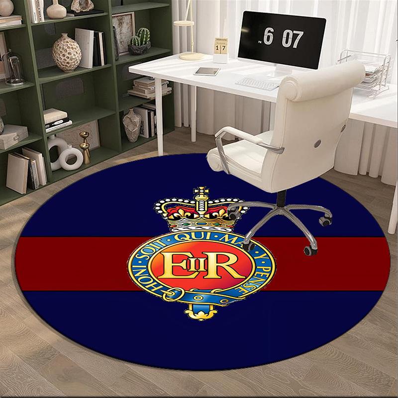 Royal Engineers Crest Emblem Round Rug for Livingroom,Bedroom, Palyroom, Chair Rug, Area Rug, Circle Carpet, Fan Christmas Gift