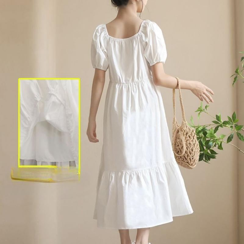 Girls' Fashion Minimalist White Dress Summer Children's Casual Beach Dress