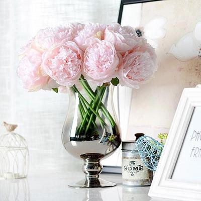 5 Heads Silk Flowers Fake Peony Artificial Peony Silk Flowers Bouquet for Bridal Wedding Floral Home Decoration