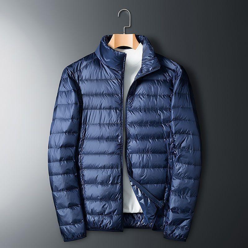 Mens Lightweight Short Cotton-Blend Puffer Jacket Slim Fit Stand Collar Casual Outerwear All