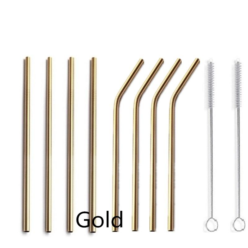 Metal Straw Reusable Drinking Straws Stainless Steel Bag Straw 8pcs Straws + 2pcs Brushs + 1pcs Bag Barware