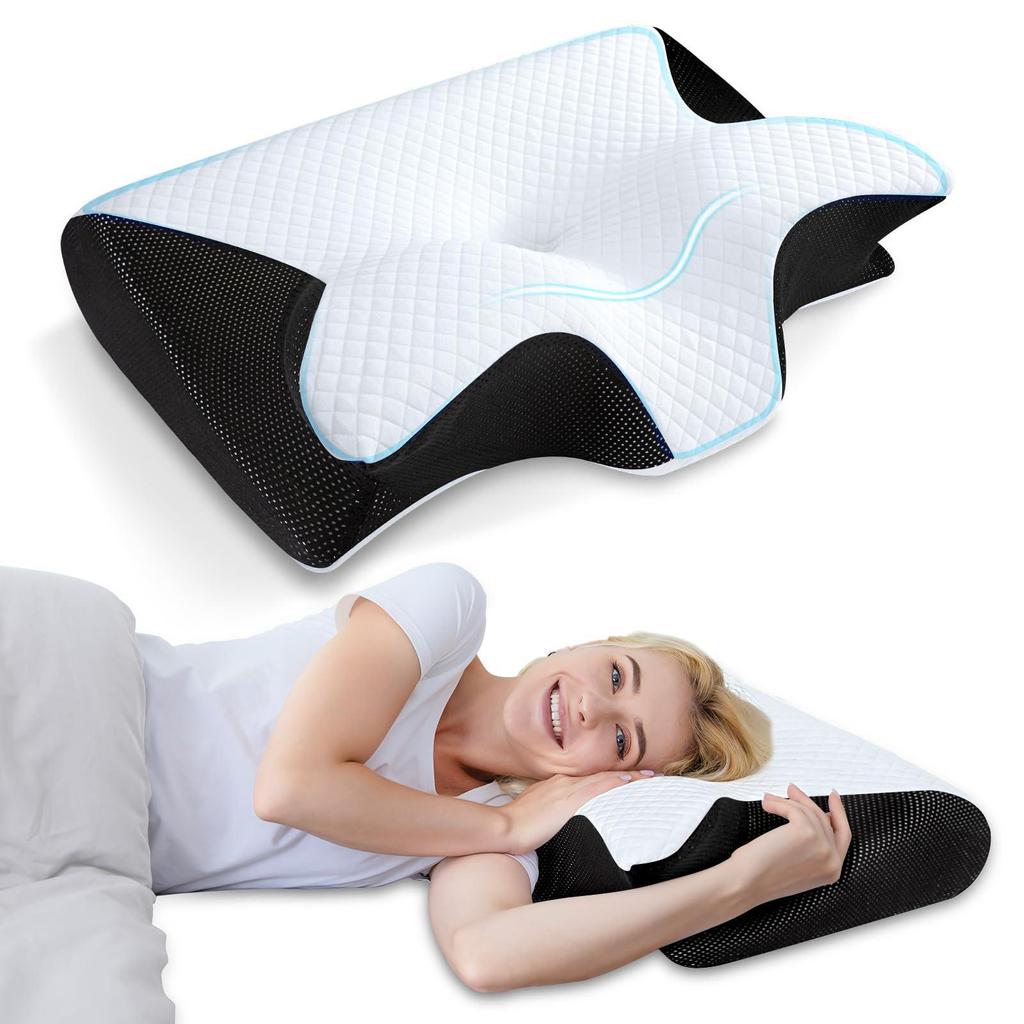 Memory Foam Cervical Pillow - Ergonomic Neck Support, Slow Rebound Butterfly Design