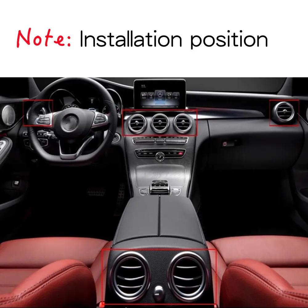 2025 Hot Racing Grills Alloy Car Central Air Conditioning Vent Outlet Ring Trim Cover Stickers For Mercedes Benz C GLC Class W20