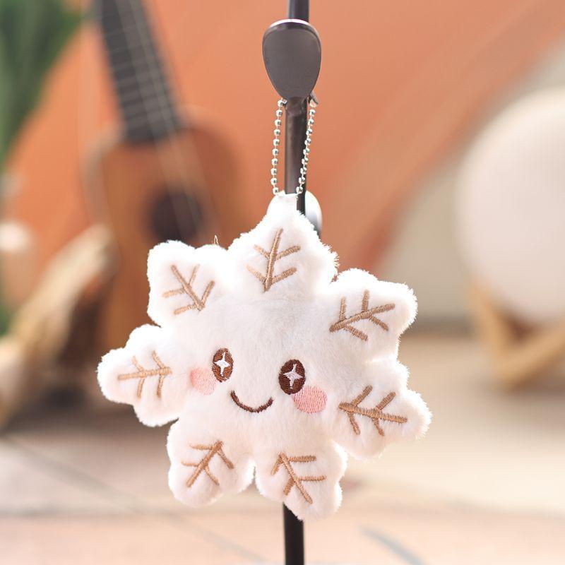 

Cute Snowflake Leaf Plush Toy With Water Crystal Soft Fabric For Bag Decor Snowflake