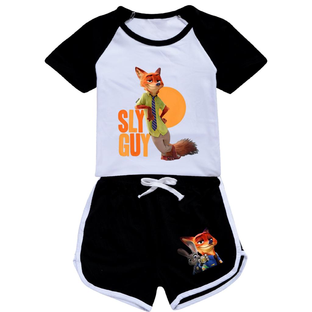 Kids Summer Sport T-Shirt And Shorts 2 Piece Outfit Tracksuit Set Short Sleeve Print Crop Tops With Clothing Set