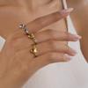 Fashion Creative Two Colors Stainless Steel Smooth Surface Heart-shaped Reversible Rings for Women Friend Simple Funny Jewelry