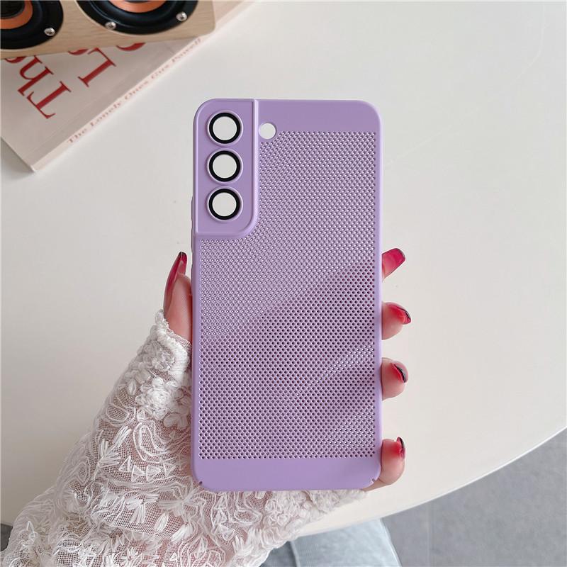 

Чехол с полным покрытием, рассеивающий тепло, с пленкой для объектива для Samsung Galaxy S22 S21 Plus, ультра дышащая охлаждающая сетка, жесткий корпус из ПК S22 Plus фиолетовый