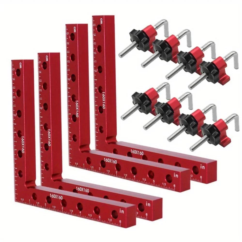 90 Degree Positioning Squares Right Angle Clamps, 160mm Aluminum Fixing Clip Carpenter Corner Clamping Square Tool for Frame Box