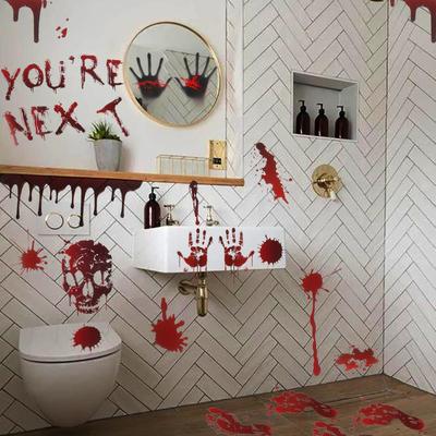Halloween Decoration Bloody Handprint Window Stickers Horrible Wall Decal Floor Clings Halloween Party Haunted House Horror Prop