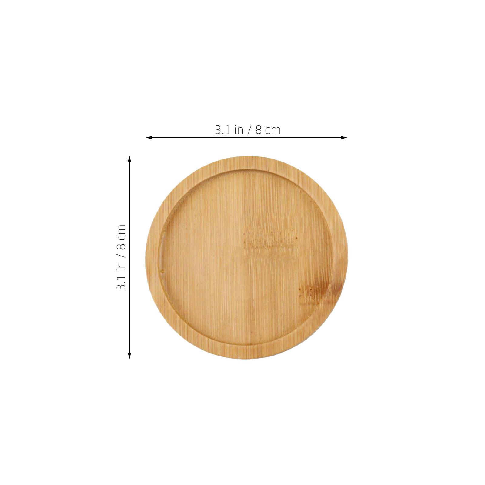 6Pcs 9.5x9.5cm Bamboo Plant Tray Round Flower Saucer for Bonsai Pots Indoor Outdoor Gardens Flower Pot Tray Plant Saucer светло-коричневого