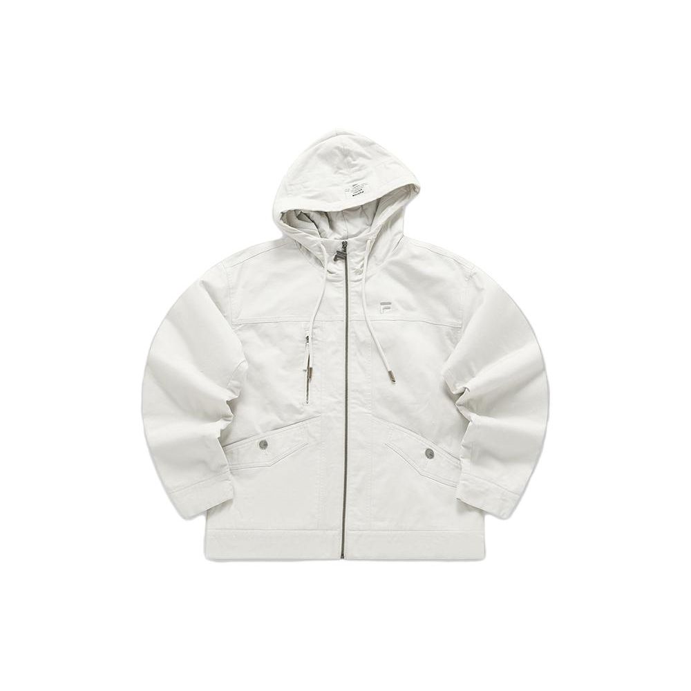 FILA Fusion Casual Loose Warm Workwear Hooded Cotton Jacket Women jackets Gray Wheat T11W413904F-BG