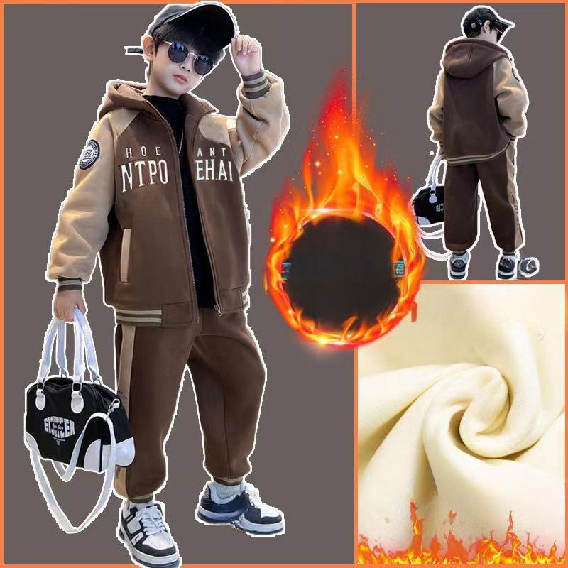 Boys' Fleece Suit 2025 Winter Children's Thick Casual Pants Coat