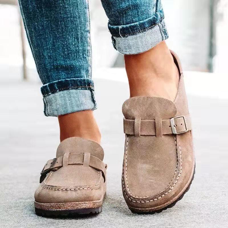 Schuhe Damen Retro Schuhe Slip-On Mules Damen Komfort Flats Damen Übergröße 43 Lässig Sommer Flache Clogs Hausschuhe Zapatos Mujer