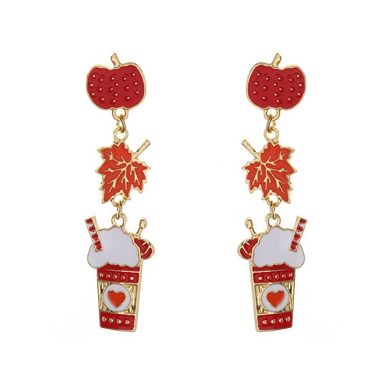 Christmas Santa Snowflake Earrings Cane Candy Bells Elk Earrings Christmas Hat Earrings