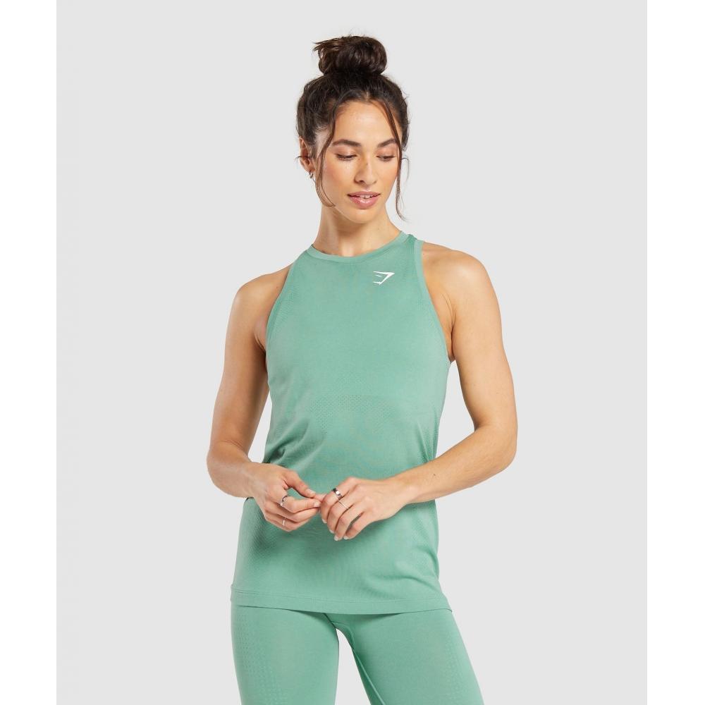 

GYMSHARK Vital Seamless 2.0 Легкий танк Lagoon Green Marl B3A2Q ECH4