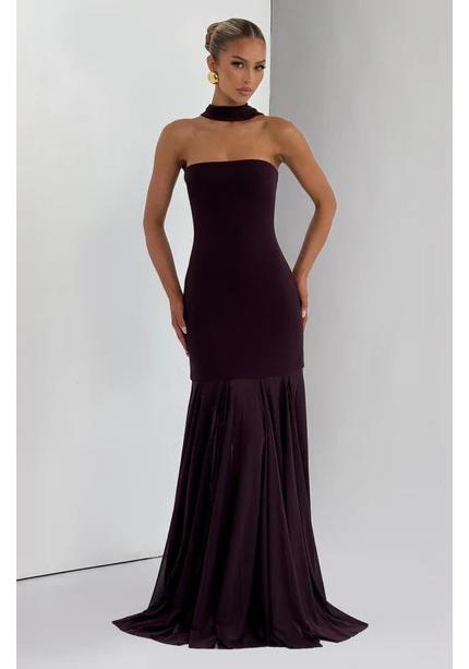 Women's New Streamer Gauze Splicing Tube Top Skirt Slim Sexy Backless European and American Dress Women's Wholesale