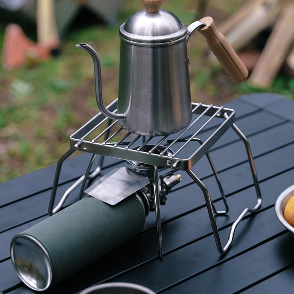 Outdoor Foldable Stove Holder Cookware BBQ Rack Stainless Gas Stoves Bracket Portable Campfire Grill Grate Outdoor Stove Supply