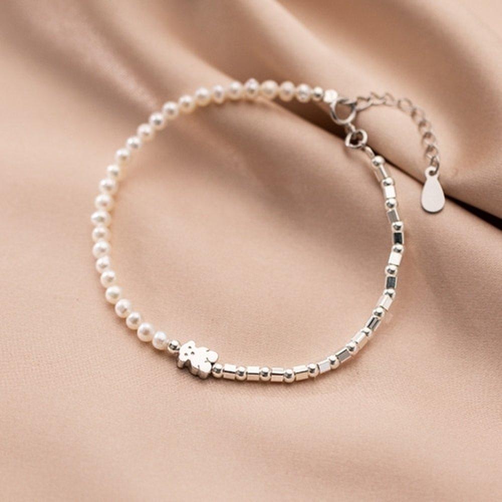 Haribo Bear Freshwater Pearl Silver 925 Bracelet W040