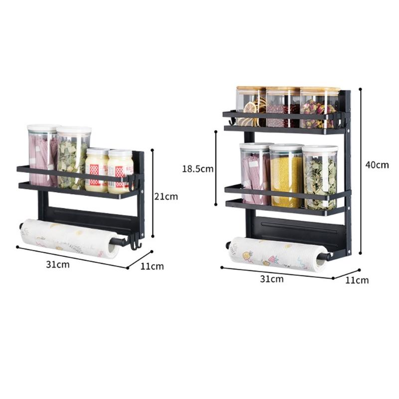 Space Saving Magnetic Kitchen Shelf For Spices Foldable Design 20kg Capacity Refrigerator Mounted Organizers