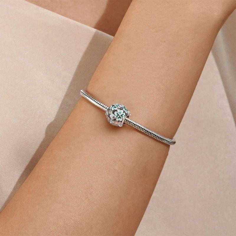 Copper Plated Early Spring Series Four-Leaf Clover Rainbow Horse Charm Beads Fit Original Bracelet Fine Diy Birthday Jewelry