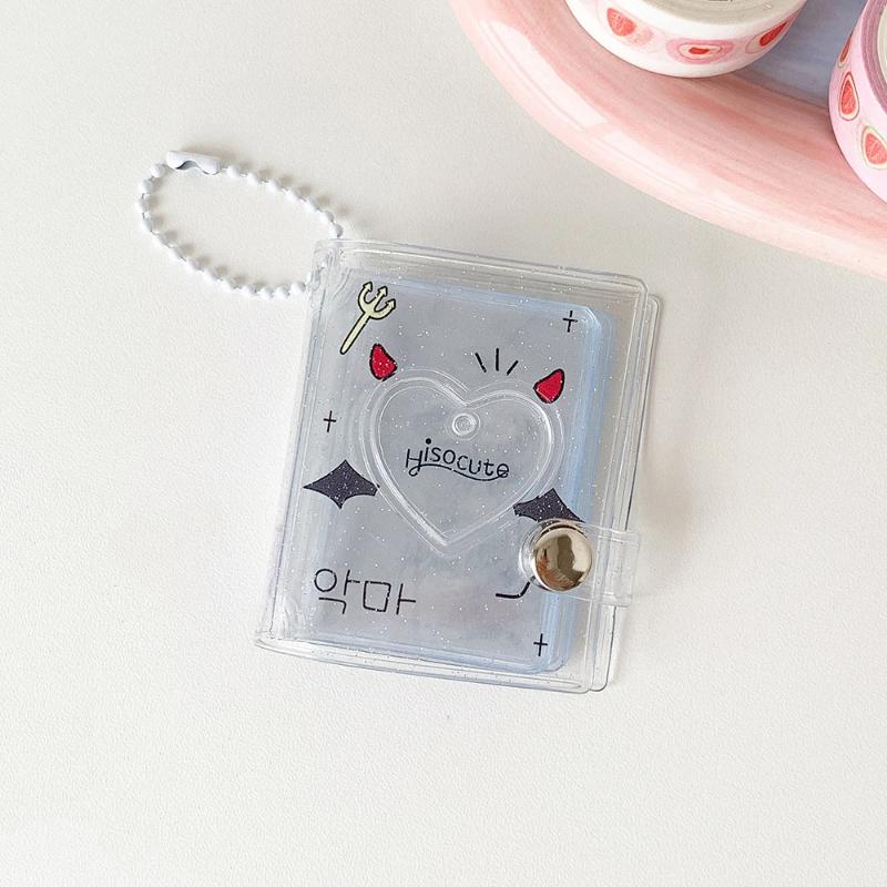 2-in-1 Mini Photo Storage Holder Portable 2 Inch Photo Album Cute Keychain Pendant for Teen Idol Card Collection Gift