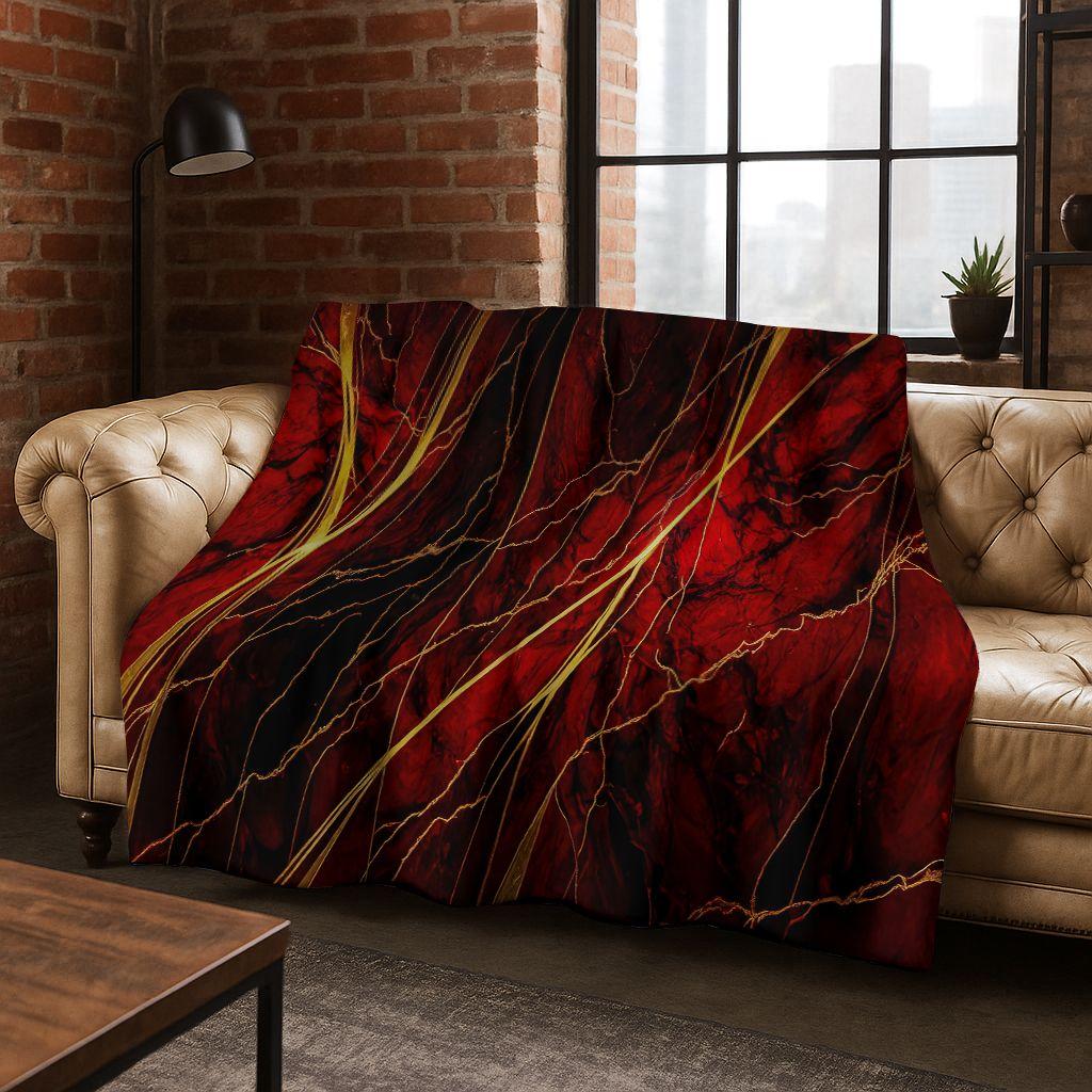 Dream Colorful Stone Texture Marble Black Green Gold  Flannel Blanket,Cozy Soft Throw Blanket for Home Bedroom Bed Sofa Gift