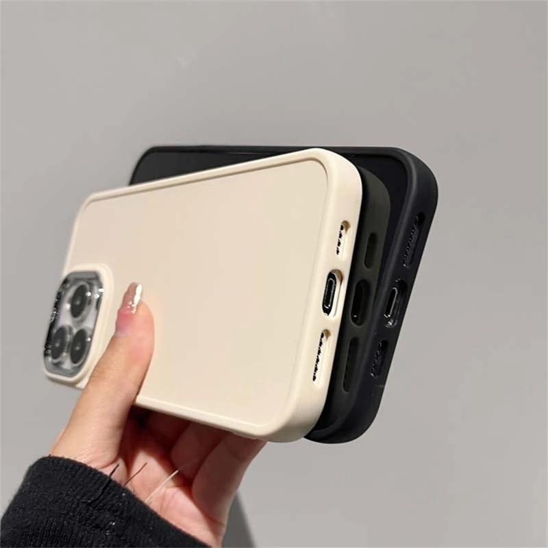 Galvanisierte Linsen-Bumber-Telefonhülle für iPhone 16 15 14 13 12 11 Pro Max X XR XS Max 7 8 Plus SE Einfarbige Silikon-Rückseite
