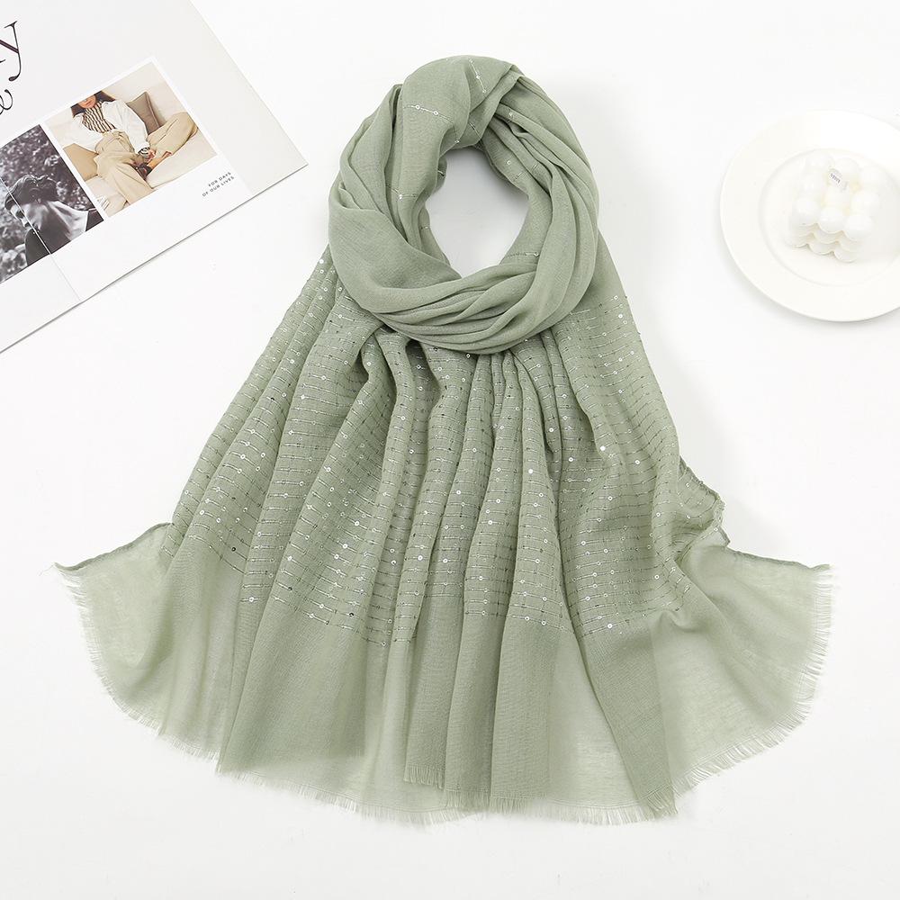 Autumn Winter New Candy Color Sequin Scarf Women Girls Rough Selvedge Scarves Soft Sunscreen Outdoor Shawl Female Wrap Shawls