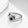 European & American 12MM Engraved Sun Stainless Steel 18K Gold Women's Ring - Fashionable, Hot-Selling, Cross-Border Design.