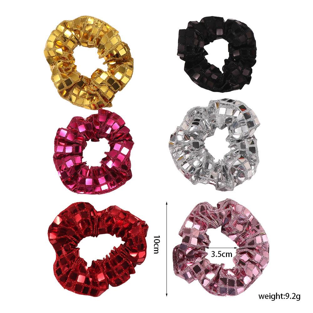 6pcs Square Sequin Rubber Bands Set Super Shiny Large Intestine Hair Tie Sequin Hair Rope  Party