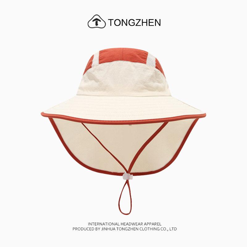 Wide-brimmed children's sun hat, sunshade hat, boy's and girl's fisherman hat, sun hat, medium and large children's shawl hat
