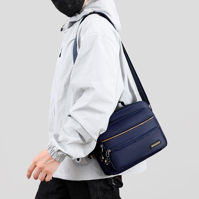 Solid Color Waterproof Shoulder Bag Men's Messenger Bag Large Capacity Crossbody Bag