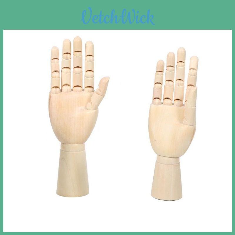 Elegant Wooden Right Left Hand Model For Sketching Drawing With Jointed Movable Fingers Mannequin