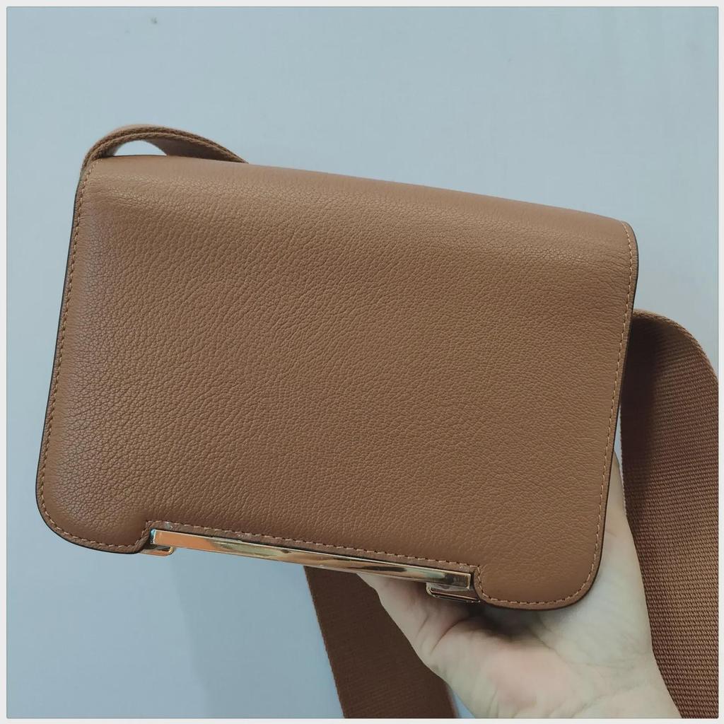 2024 Yeni Kadın Küçük Hakiki Keçi Derisi Çapraz Askılı Terlik Çantası - Şık Tek Omuzlu Kare Tasarım