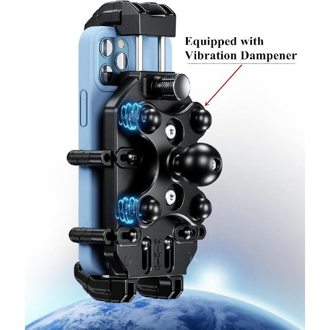 BRCOVAN Anti-Theft Motorcycle Phone Mount Holder With Vibration Dampener & High-Speed Secure Lock, Adjustable Size Handlebar Cellphone Cradle For