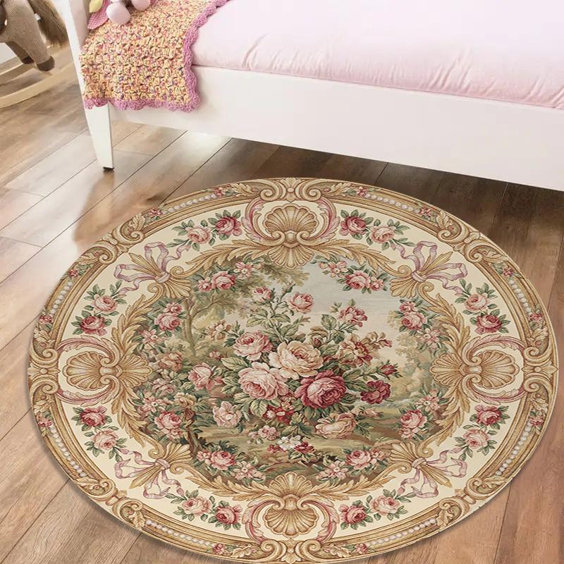 Rose Gorgeous Round Area Rug,Carpet Rug for Living Room Bedroom Sofa Playroom Decor,Non-slip Floor Mat64