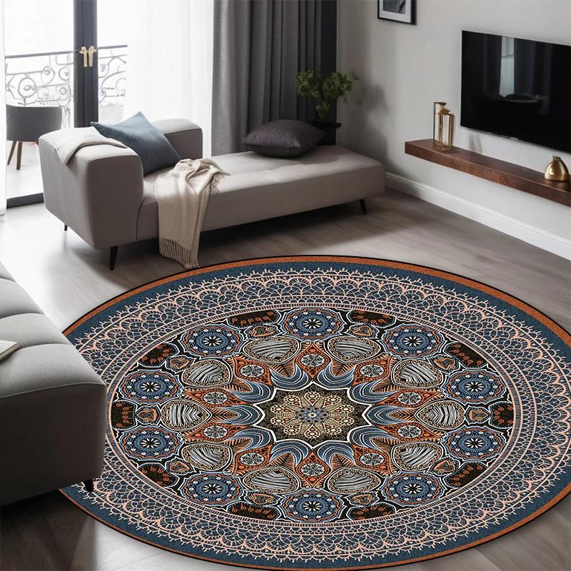 Round Short Pile European Carpets for Living Room Decoration Rugs for Bedroom Decor Carpet Non-slip Area Rug Persia Floor Mats