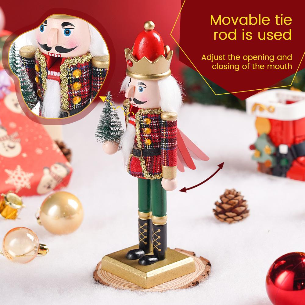 25CM Świąteczny Dziadek do Orzechów Szkocki żołnierz w paski Ręcznie robiona Dekoracja Świąteczna Noworoczna Dekoracja na Imprezę Świąteczną Prezent