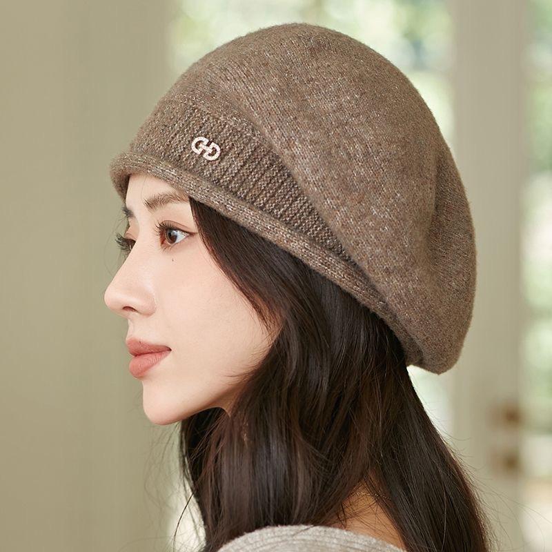 Curly Hat for Women In Autumn and Winter Versatile Wool Knitted Hat Beanie Hat Comfortable and Warm Pile Hat
