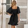 Dámské zabalené minišaty s výstřihem do V, rozšířený polorukáv