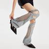 Women Harajuku Suspender Flared Leg Warmer Aesthetic Punk Garters Stockings Hollow Out Fishnet Leg Cover Streetwear